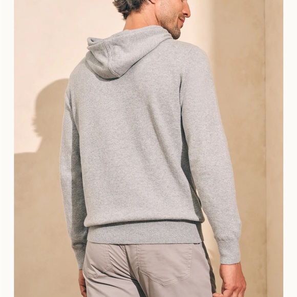 Faherty Jackson Sweater Hoodie Mens Grey Cliff Heather Sporty Relaxed Fit Sz M - Picture 2 of 9